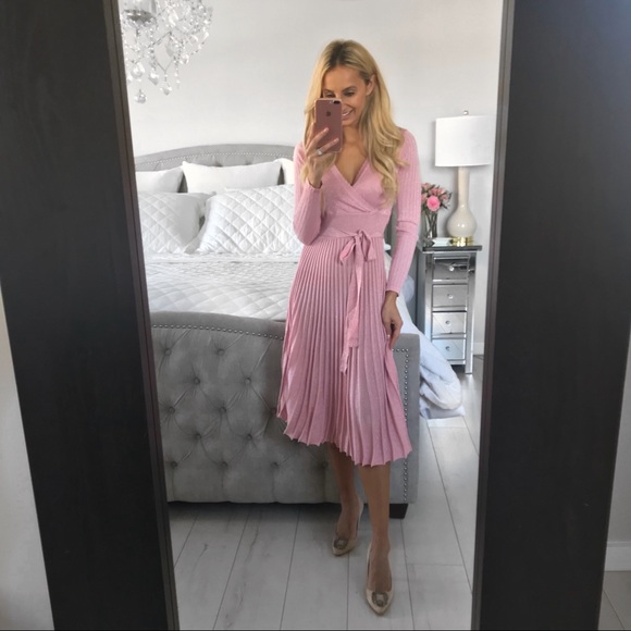 Elegant European Style Pink and Silver Dress - Picture 7 of 8